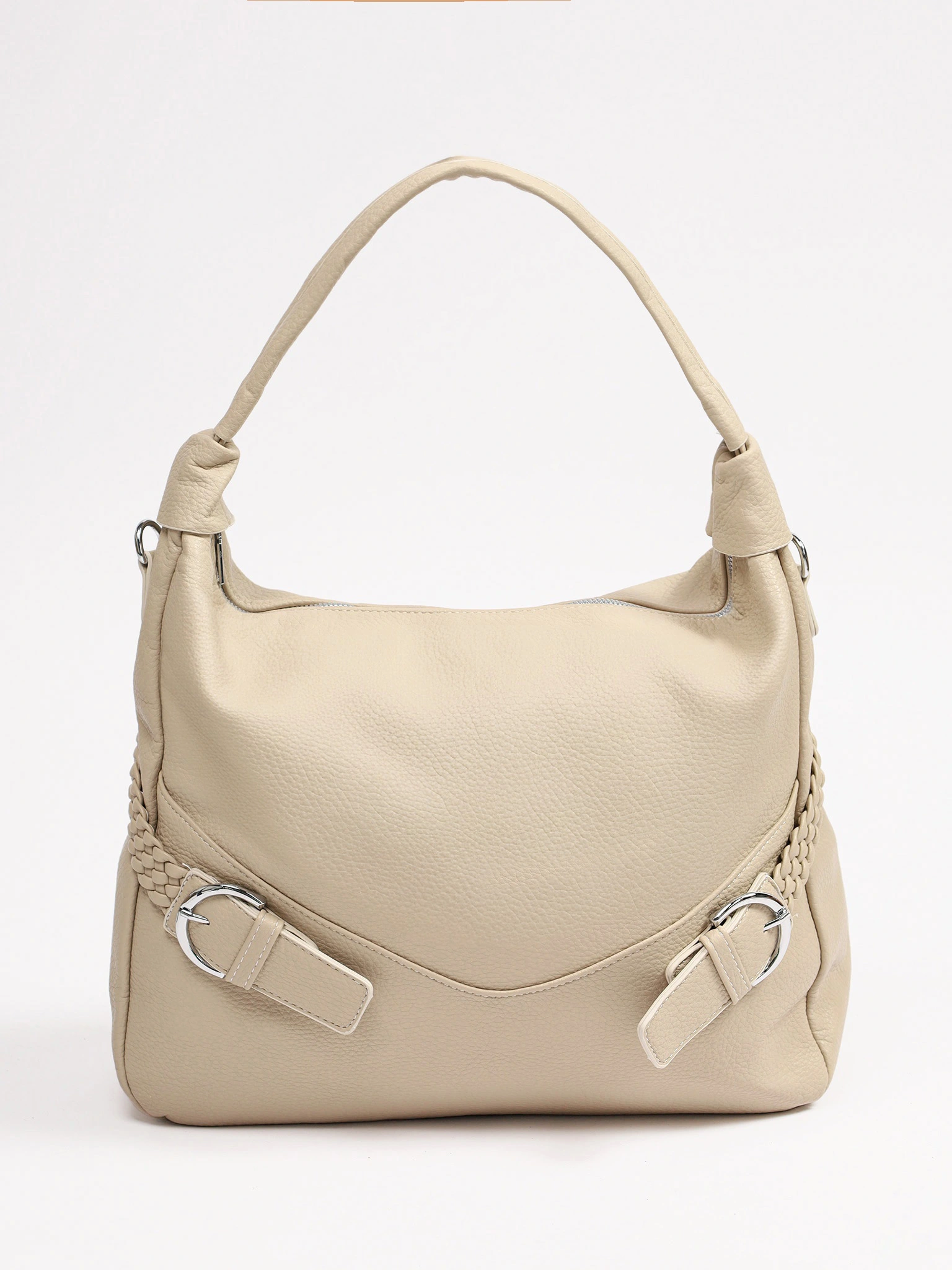 Сумка-шоппер с плетеными ремешками по бокам в ассортименте